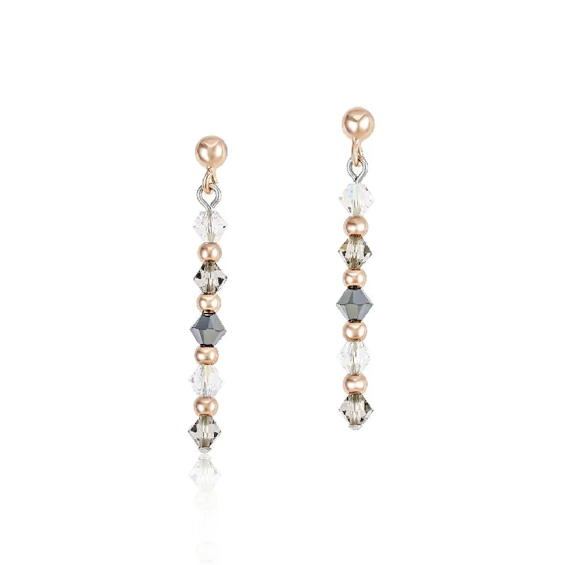 large gemstone earrings for standout appeal -Coeur De Lion Rose Gold & Grey Swarovski® Crystals Earrings