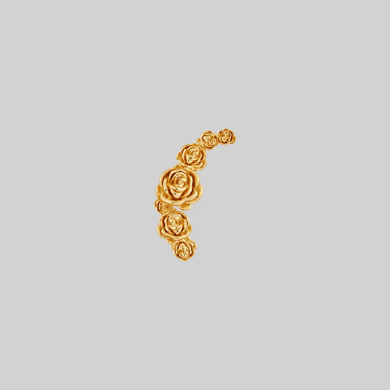 sparkling cubic zirconia hoop earrings for a dazzling effect -DAMASK. Rose Foliage Stud Earring - Gold