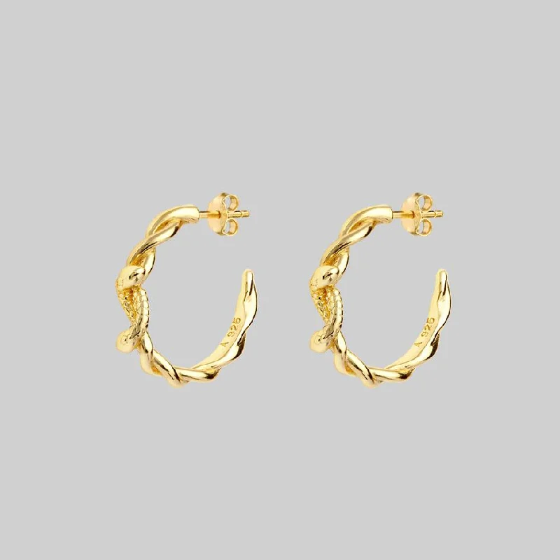 luxurious diamond stud earrings for sophistication -DEVISE. Double Headed Snake Twist Hoop Earrings - Gold