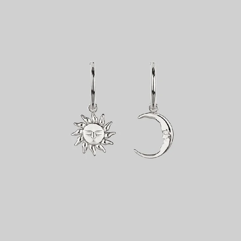 chic hoop earrings for elegant style -ELIN. Sun & Moon Hoop Earrings - Silver