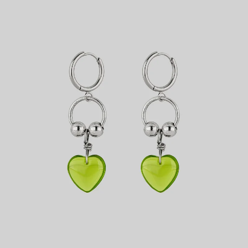 elegant drop earrings for a graceful finish -HEART TO HEART. Pierced Drop Earrings - Silver