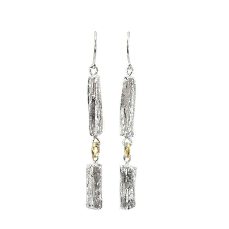 trendy crystal drop earrings for a sparkling effect -Saphirim 3 Dimensional Textured Drop Earrings