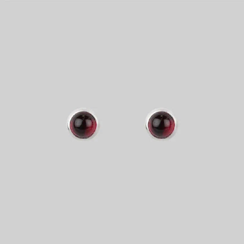 bold gold stud earrings for high-fashion style -LUST. Garnet Earrings  - 4mm