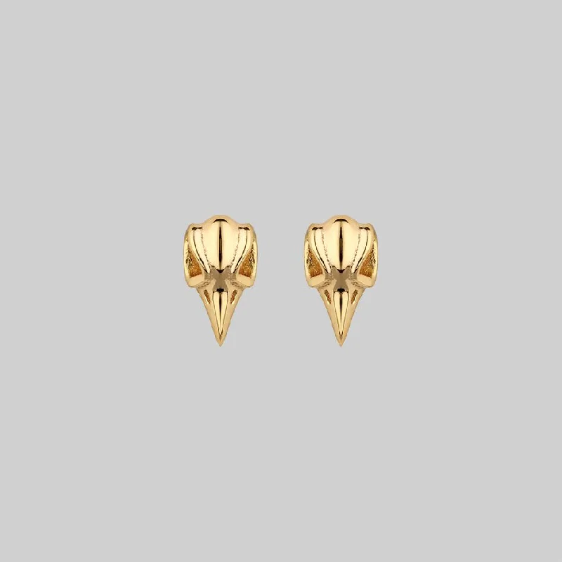 bold silver ear cuffs for modern flair -MERLA. Raven Skull Earrings - Gold