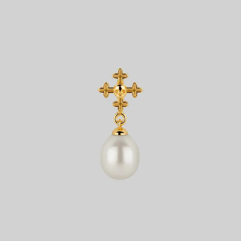 luxurious opal earrings for an elegant glow -OPHELIA. Medieval Cross Stud Earring - Gold