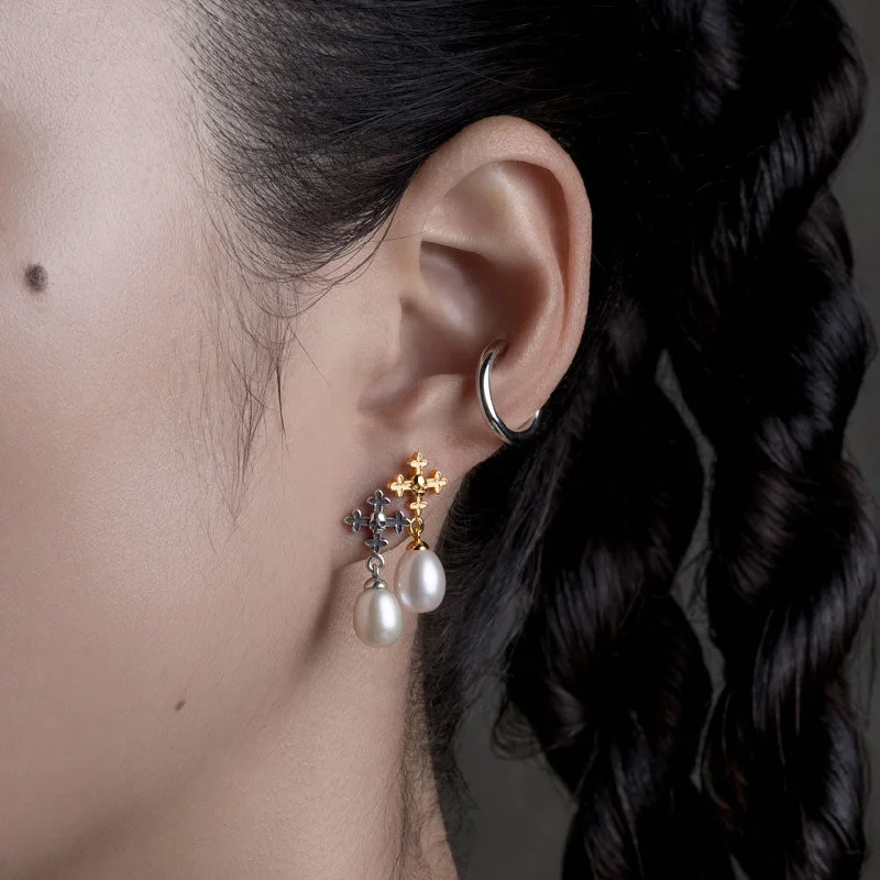 elegant resin earrings for everyday chic -OPHELIA. Medieval Cross Stud Earrings - Gold