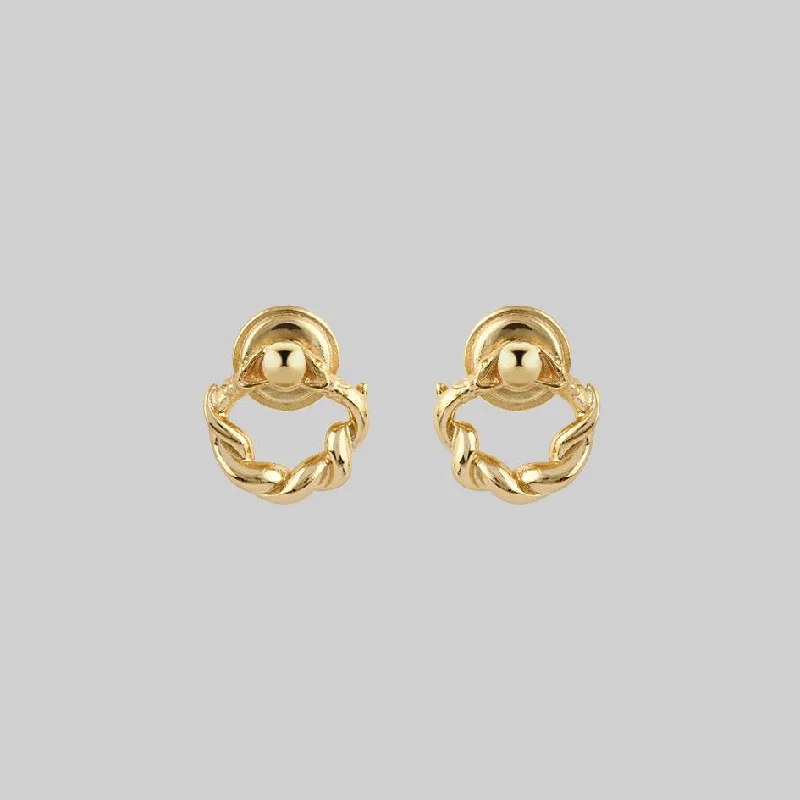 statement hoop earrings for a bold finish -REFUTE. Twisted Snake Door Knocker Earrings - Gold