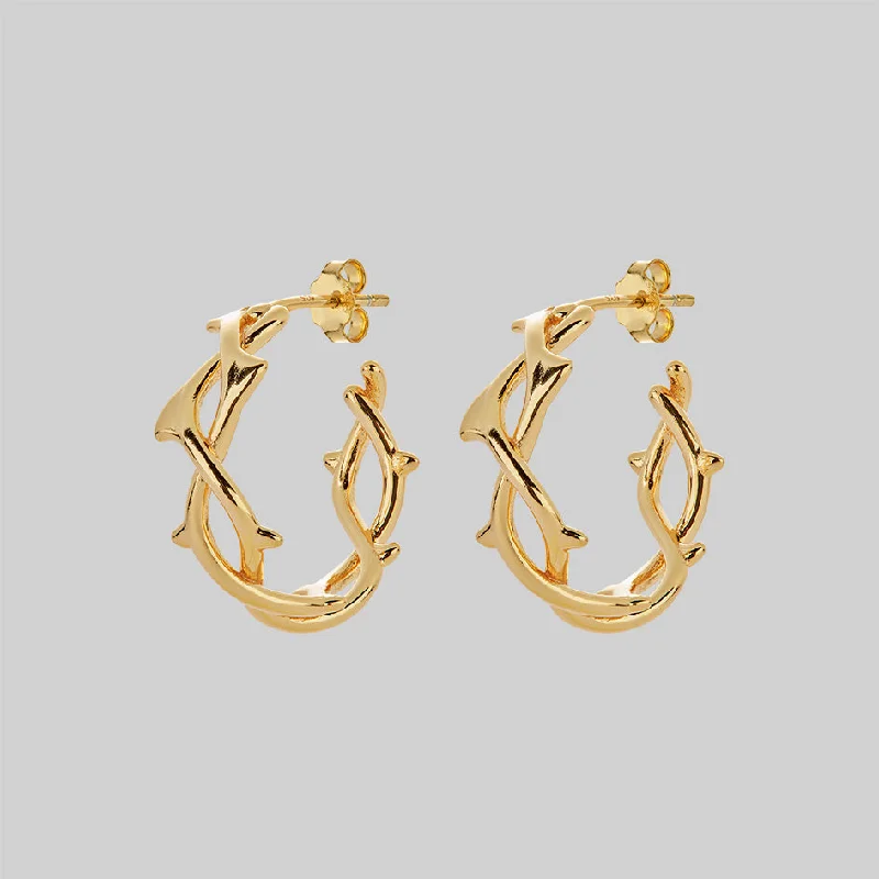 luxurious sapphire earrings for a refined touch -REVIVAL. Thorn Hoops Earrings - Gold