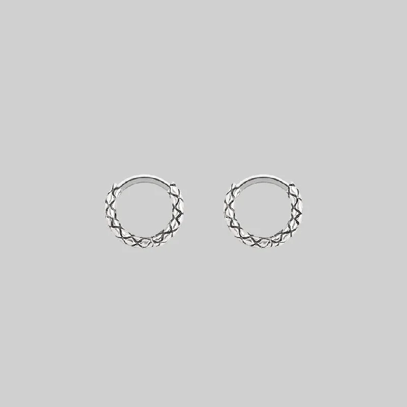 elegant sapphire drop earrings for a classic touch -VEGA. Snake Skin Clicker Hoop Earrings - Silver