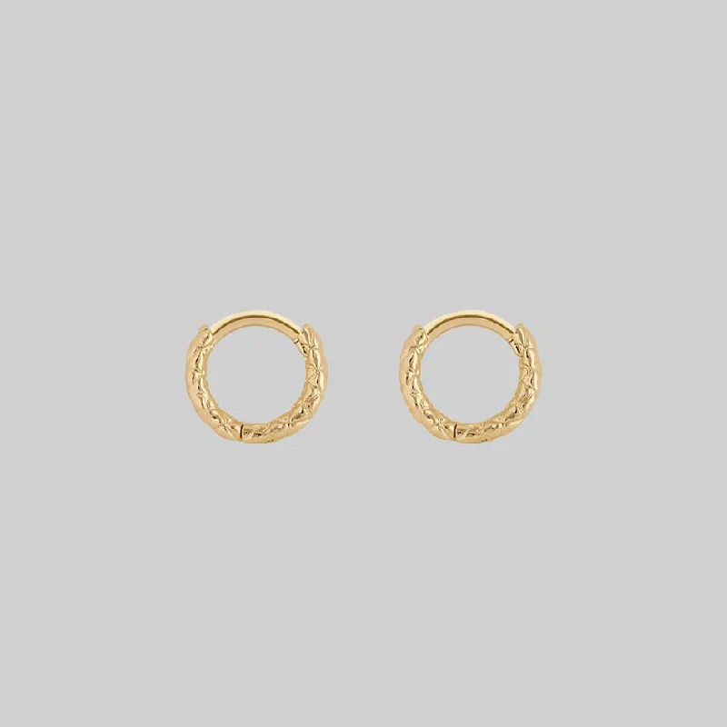 delicate silver drop earrings for a polished finish -VEGA. Snake Skin Clicker Hoop Earrings - Gold