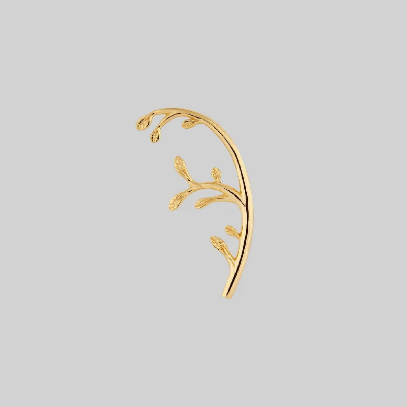 chic silver drop earrings for modern style -VENETIA. Delicate Leaf Vine Stud Earring - Gold