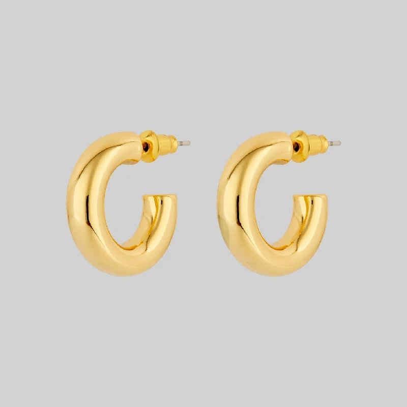 luxurious silver earrings for a classic finish -YARA. Simple Small Hoop Earrings - Gold