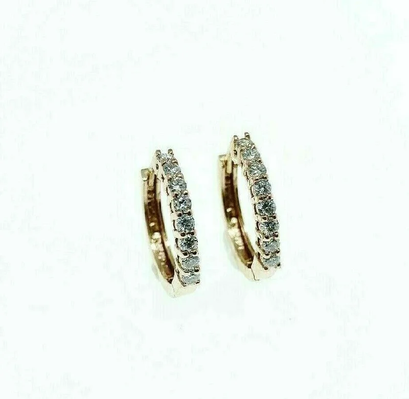 sparkling gemstone hoops for a dazzling finish -0.40 Carats Diamond Huggy Hoop Earrings 14K Rose Gold 0.50 Inch Diameter