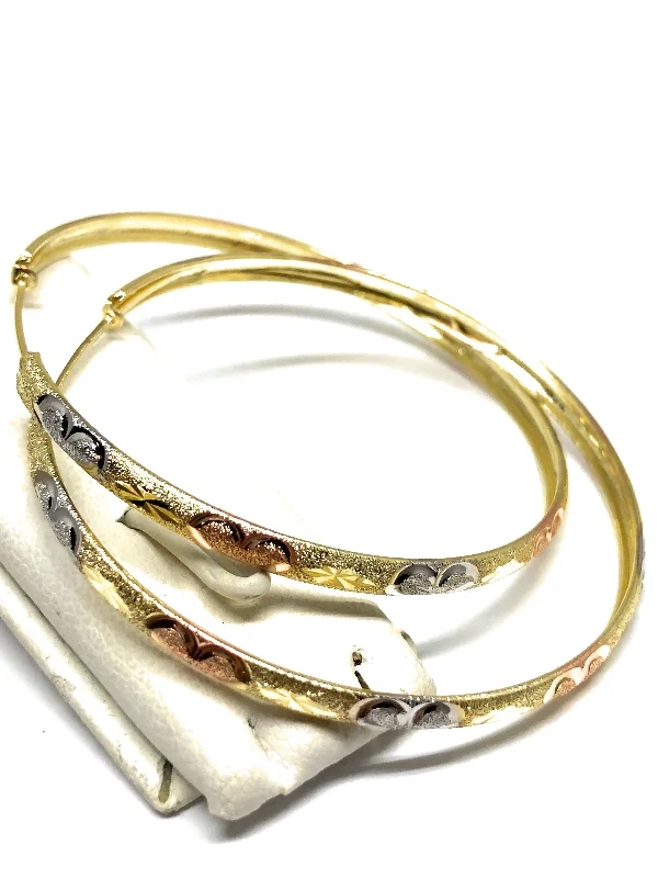 sparkling gold earrings for a luxe finish -10k Solid Gold Tri-Color Hoop Earrings