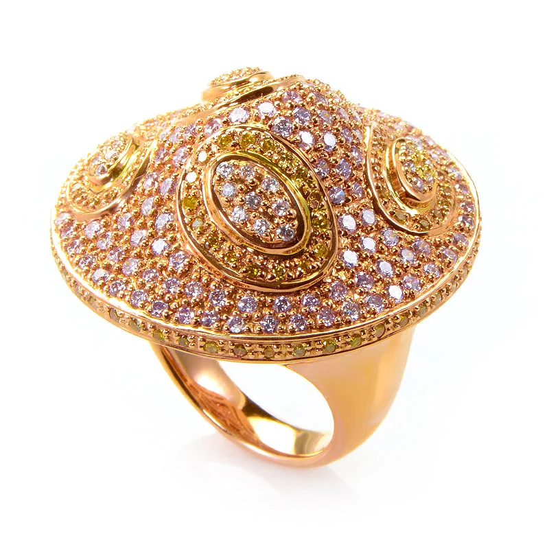 gold rings with diamonds and sapphires for women-18K Rose Gold White and Yellow Diamond Ring CRR8978