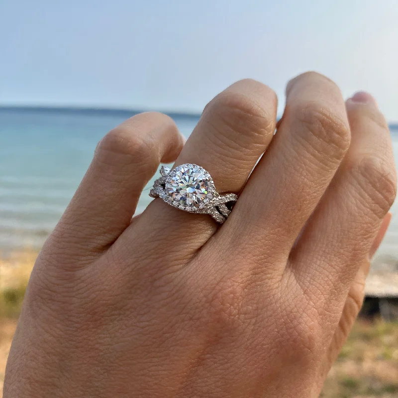 custom rings with diamonds and sapphires for women-2.25 ctw Round Twisted Halo Set