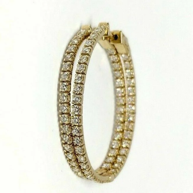 bold silver ear cuffs for modern flair -2.71 ct Diamond Hoop Eternity Inside Out 14K Yellow Gold Earrings