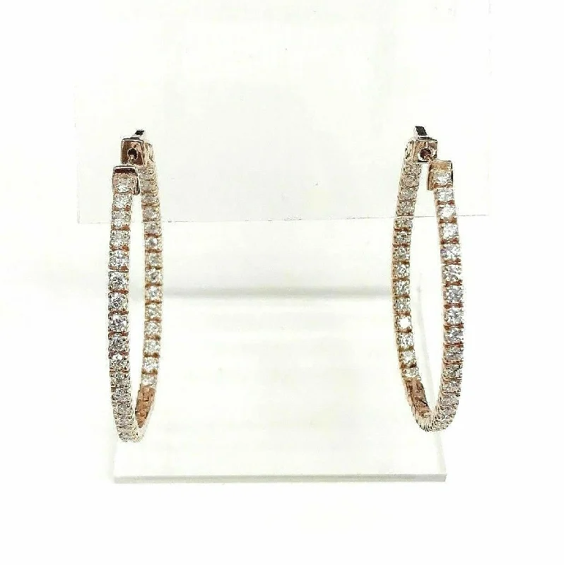 large statement earrings for a dramatic effect -2.72 Carats t.w. Diamond Oval Inside Out Hoop Earrings 14 Karat Rose Gold