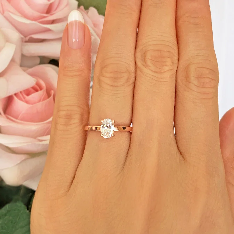 classic diamond engagement rings for women-3/4 ct Oval Solitaire Ring - Rose GP, 50% Final Sale