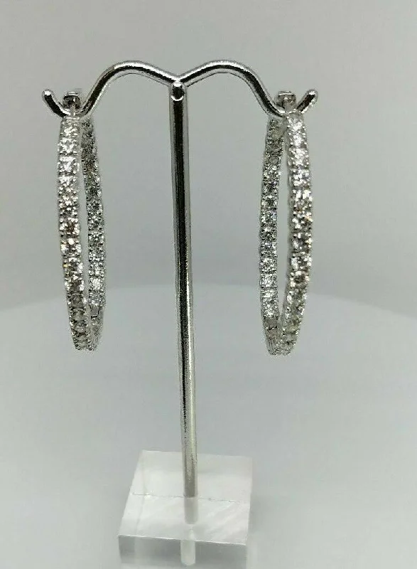 bold crystal hoop earrings for a bold finish -6.98 ct Diamond Hoop Eternity Inside Out 14K White Gold Earrings