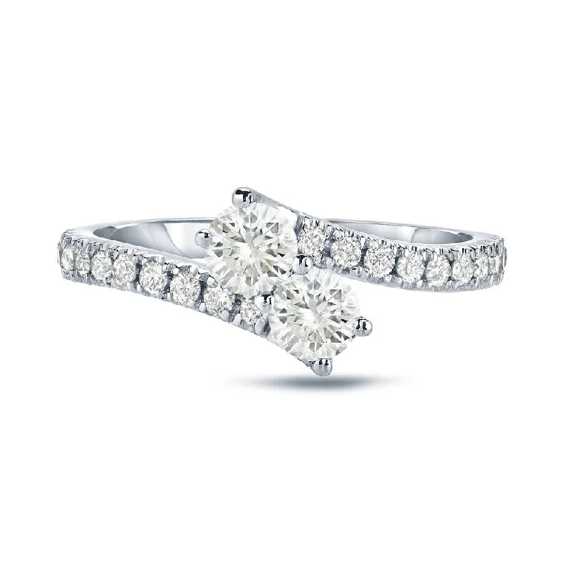 affordable custom rings for women with diamonds-Auriya 14k Gold 3/4ct TDW Round 2-Stone Diamond Engagement Ring