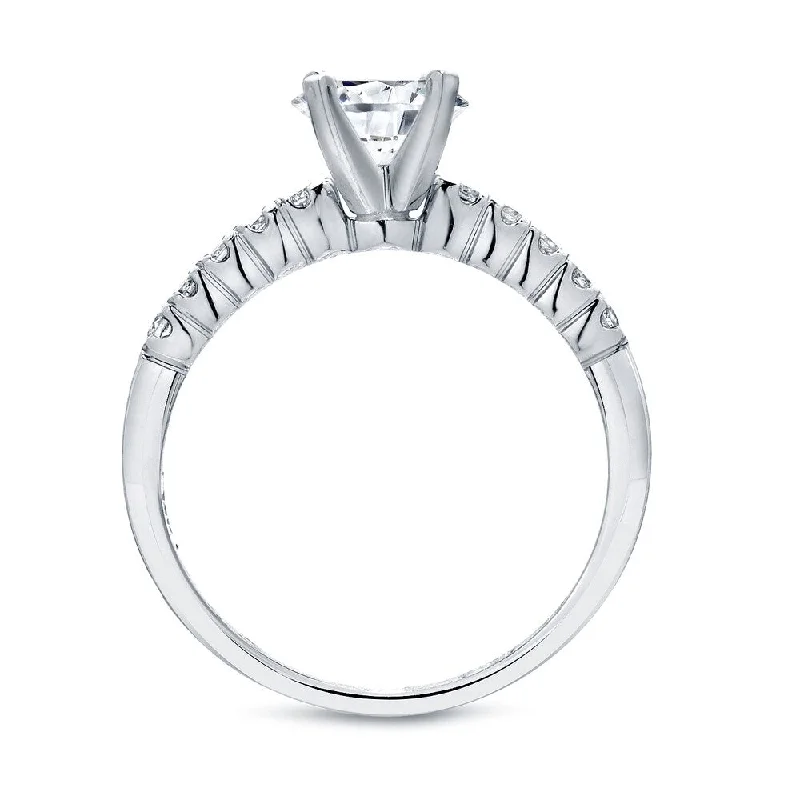 affordable promise rings for men with diamonds-Auriya 3/4ct TDW Round Diamond Engagement Ring Set 14k White Gold