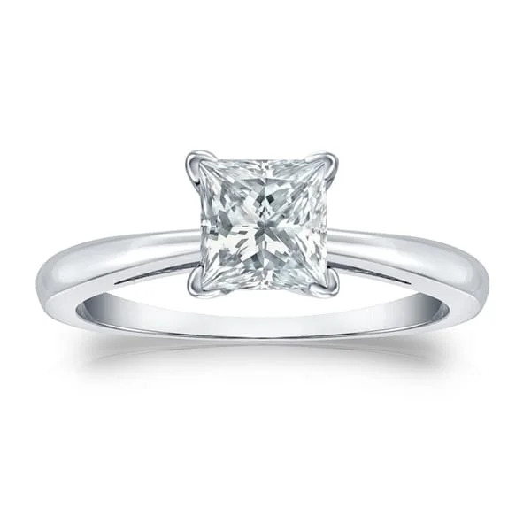 affordable engagement rings for women with diamonds-Auriya Platinum 1 1/4ctw Princess-Cut Solitaire Diamond Engagement Ring GIA Certified