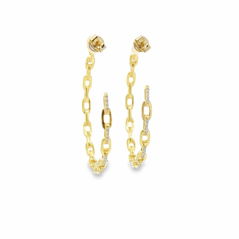 glamorous crystal chandelier earrings for special events -Baikalla Sterling Silver Gold Plated Dangle Hoop Earrings With CZ