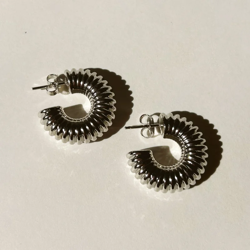 chic silver thread earrings for a contemporary look -Berlin Chunky Silver Hoops