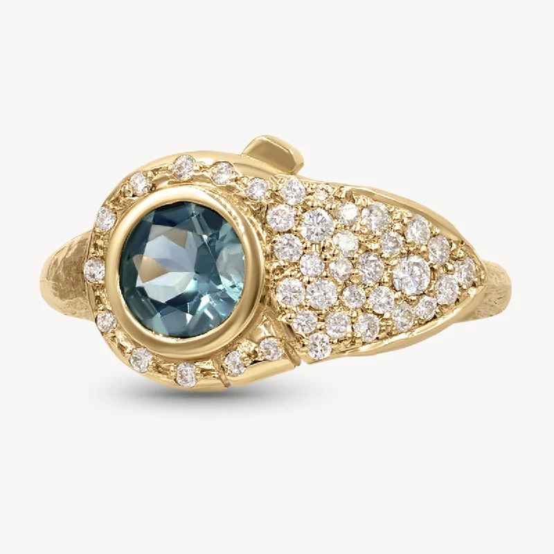 engagement rings with emerald stones for women-Birthstone Lock Ring