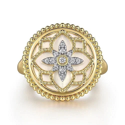 trendy engagement rings for men with sapphires-Bujukan Diamond and Pearl Signet Ring