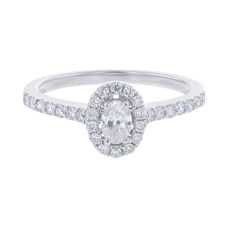 silver wedding bands with diamonds for women-Carly Oval Halo 1/2ct Ready for Love Diamond Engagement Ring