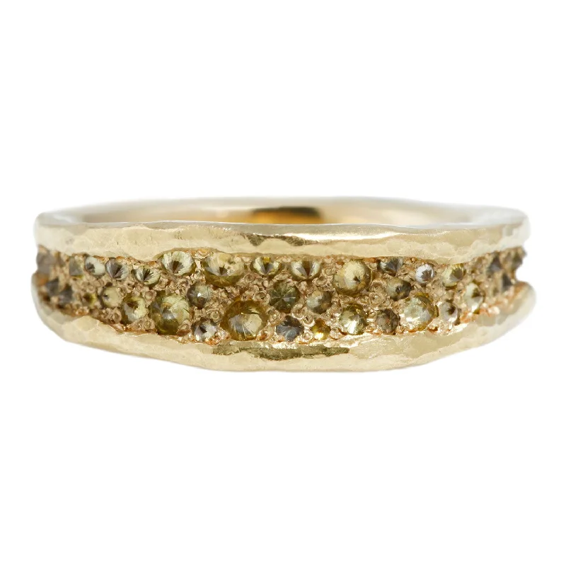 two-tone gold wedding rings for women-Yellow Diamond Concave Ring