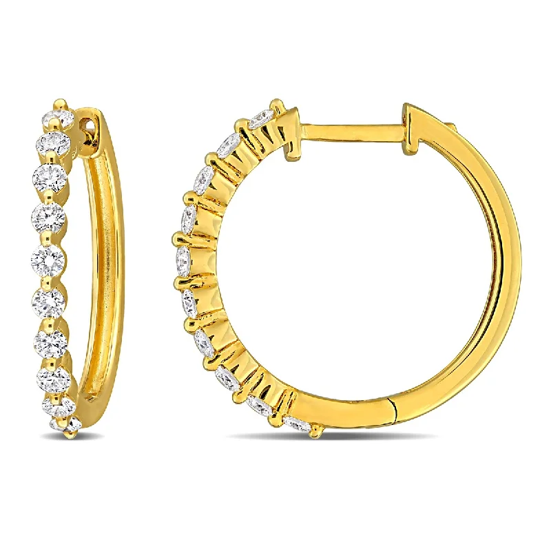 large dangle earrings for a dramatic look -Created Forever 5/8ct TW Lab-Grown Diamond Hoop Earrings in Yellow Plated Sterling Silver