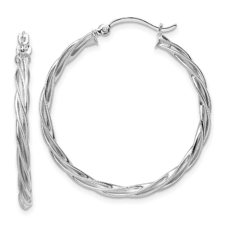 unique resin earrings for an artistic look -Curata 14k Polished White Gold 2.5mm Twisted Hoop Earrings - 33.75x32mm Wide 2.5mm Thick