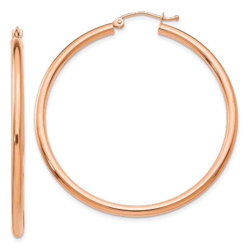 dazzling sapphire earrings for an elegant finish -Curata 14k Rose Gold 2.5x45mm Polished Hoop Earrings