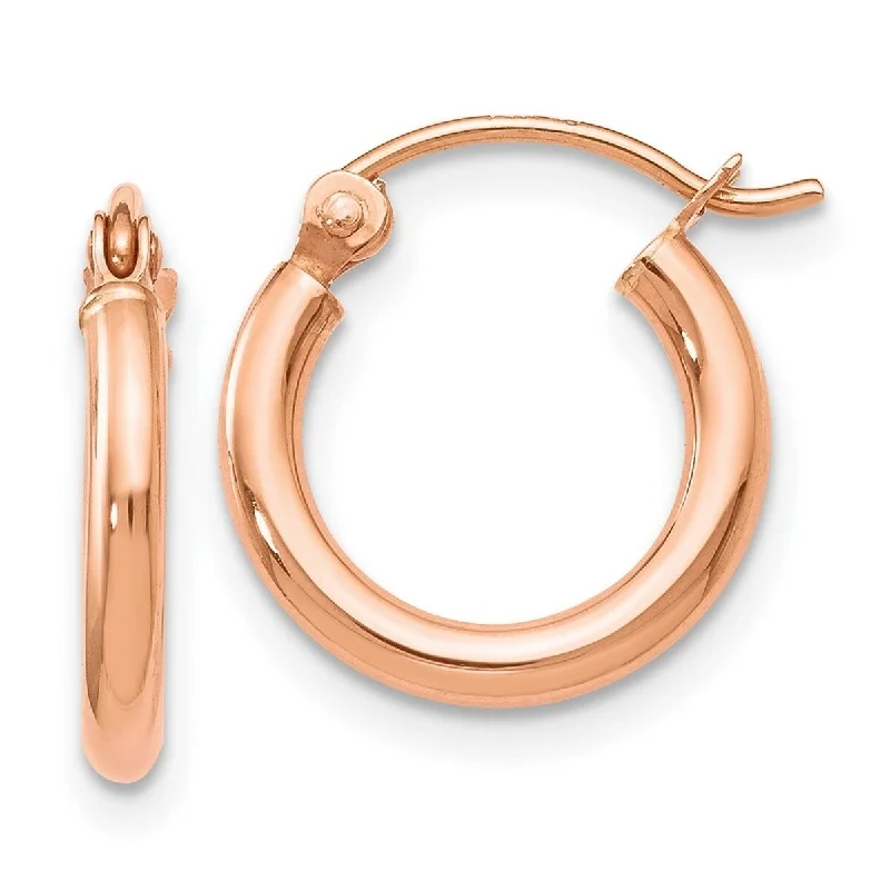 dazzling crystal earrings for special occasions -Curata 14k Rose Gold 2x13mm Polished Classic Hoop Earrings