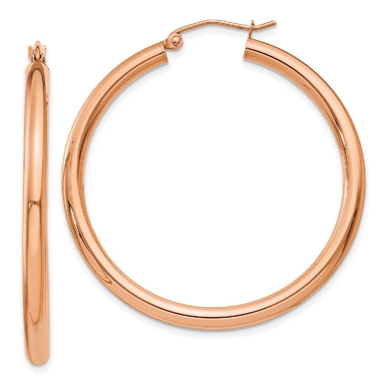 bold gold drop earrings for a chic, sophisticated look -Curata 14k Rose Gold Polished 3mm Hoop Earrings - 39x39mm