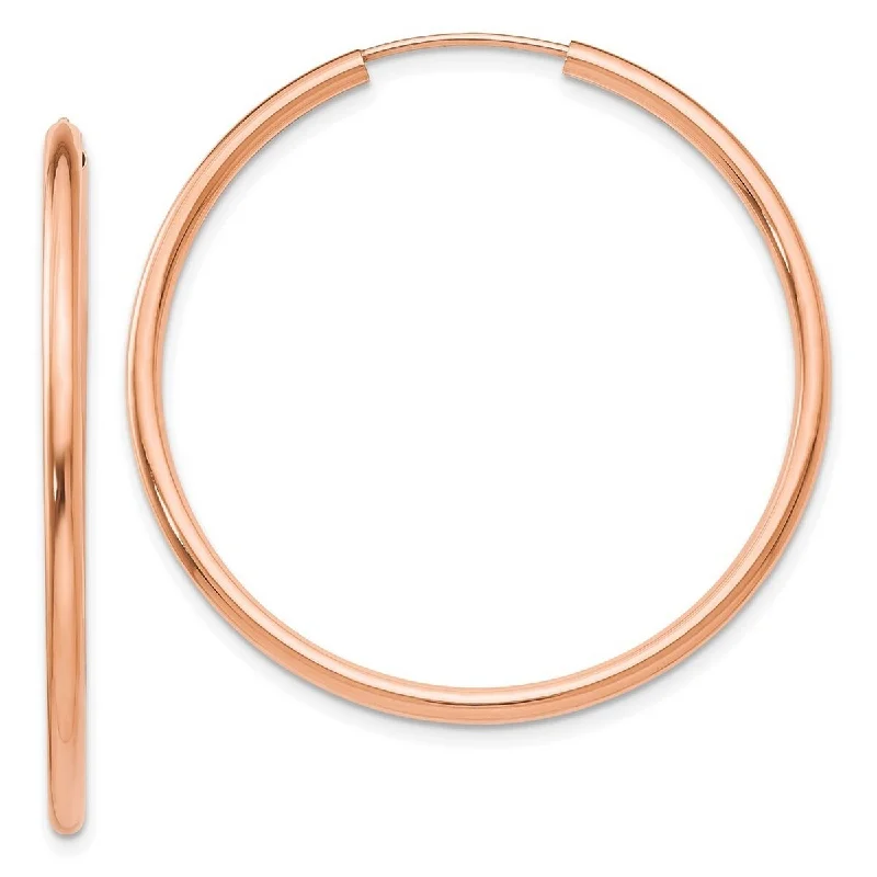 playful resin earrings for fun accessories -Curata 14k Rose Gold Polished Endless 2mm Hoop Earrings - 39.25x39.75mm Wide 2mm Thick