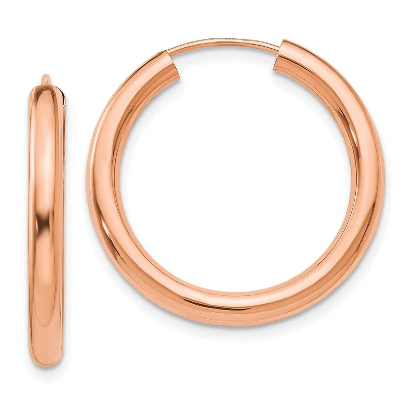 playful animal-shaped earrings for fun designs -Curata 14k Rose Gold Polished Endless Tube Hoop Earrings - 24.75x25mm Wide 2.85mm Thick