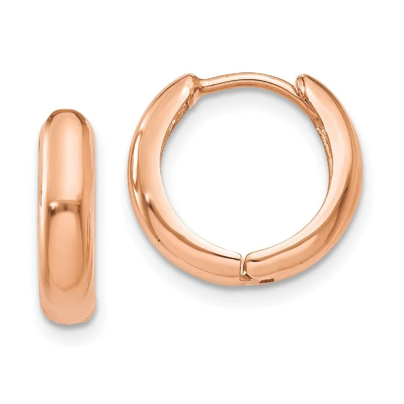 delicate silver drop earrings for a polished finish -Curata 14k Rose Gold Polished Hinged Hoop Earrings - 11x12mm