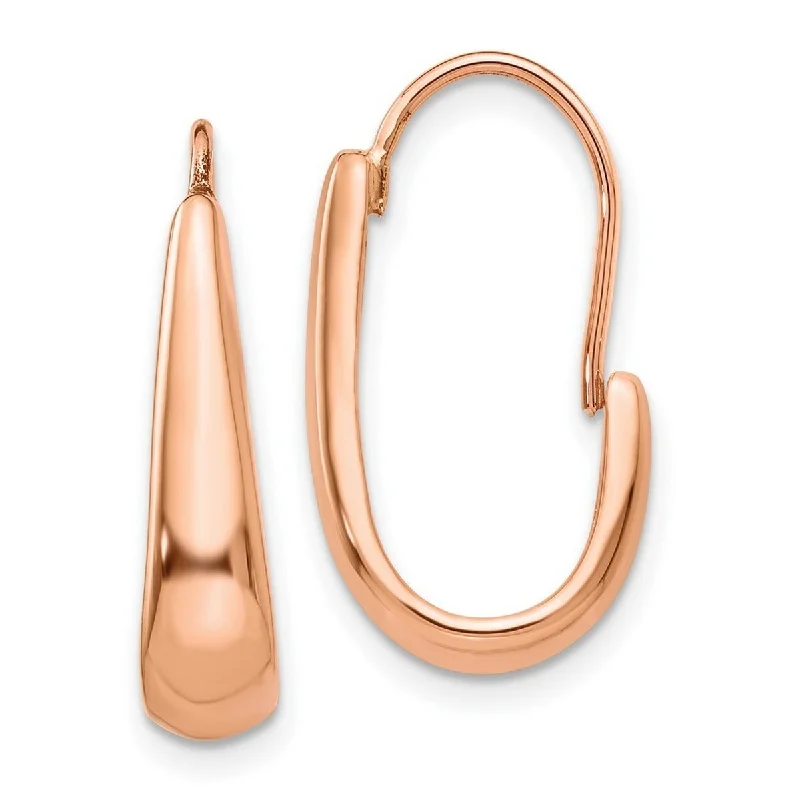 modern gemstone earrings for a chic look -Curata 14k Rose Gold Polished Tapered Small J Hoop Wire Earrings 8x5mm