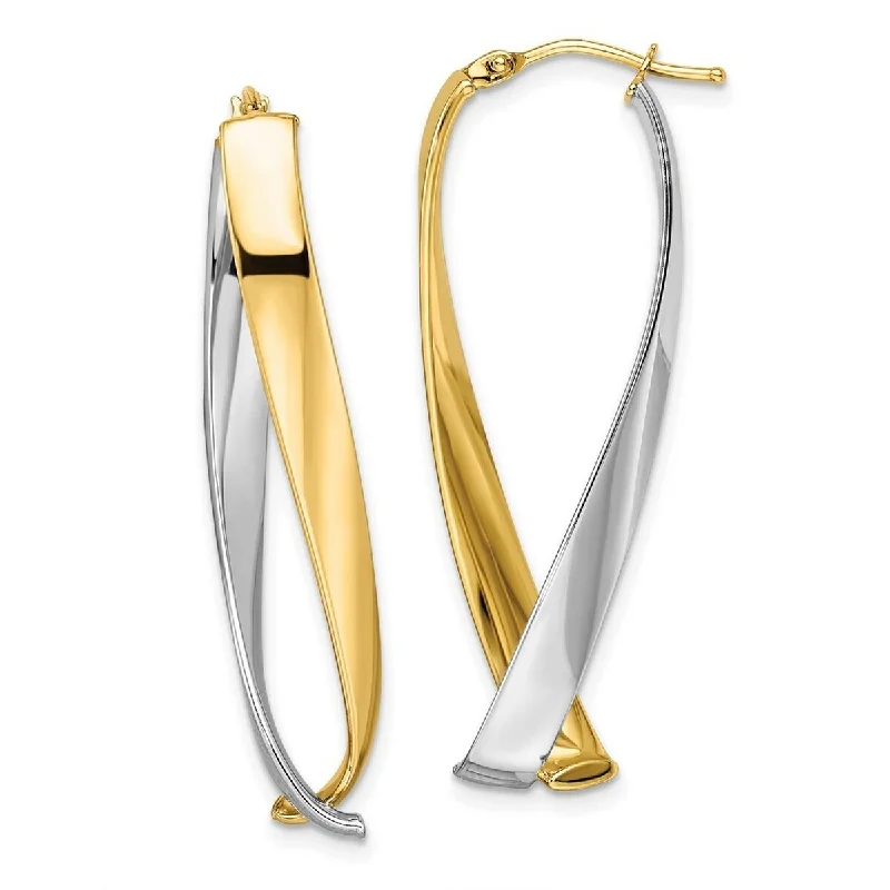 elegant gemstone hoop earrings for refined beauty -Curata 14k Two-tone Gold Polished Twisted Hoop Earrings