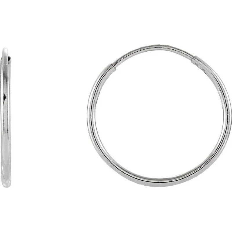 sparkling crystal ear cuffs for added sophistication -Curata 14k White Gold 15mm Polished Endless Hoop Earrings