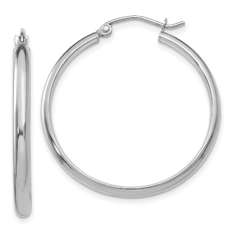 nature-inspired earrings for eco-friendly fashion -Curata 14k White Gold 2.75x30.5mm Polished Hoop Earrings