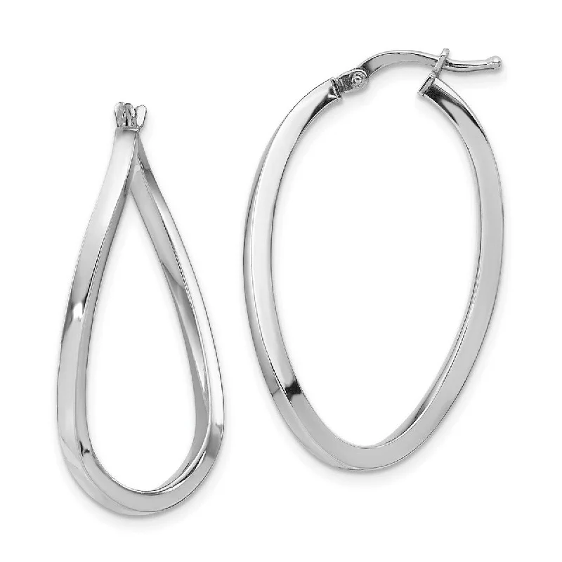 delicate feather earrings for bohemian charm -Curata 14k White GoldPolished Twisted 36x2mm Oval Hoop Earring