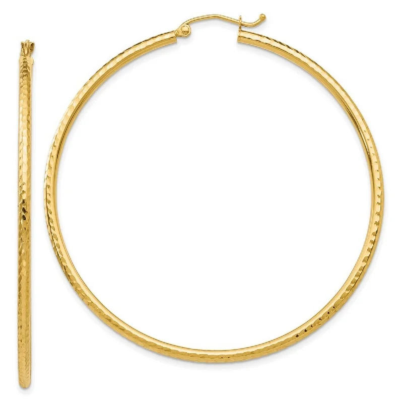 minimalist drop earrings for sleek looks -Curata 14k Yellow Gold 55x2mm Round Tube Hoop Earrings