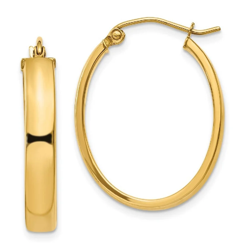 oversized resin earrings for statement looks -Curata 14k Yellow Gold Polished 19x4mm Lightweight Oval Hoop Earrings