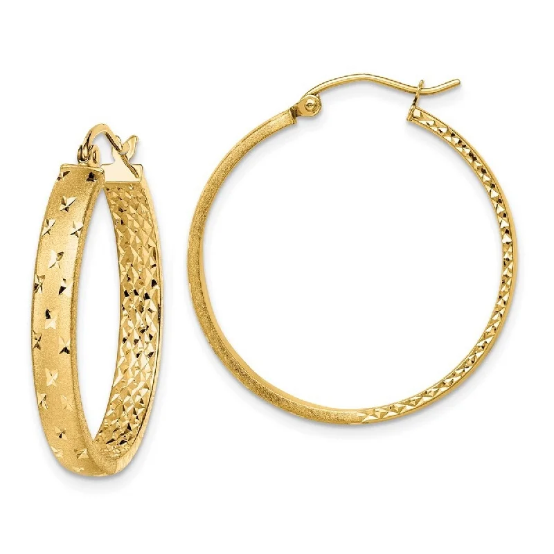 elegant sapphire drop earrings for a classic touch -Curata 14k Yellow Gold Polished and Sparkle Cut In Out Hoop Earrings