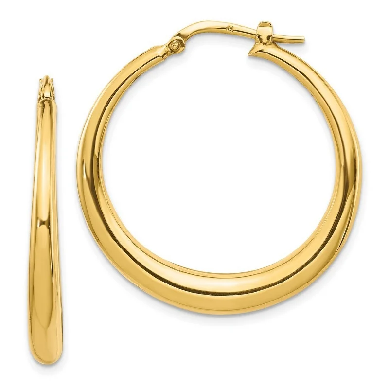 chic gold hoop earrings for everyday wear -Curata 14k Yellow Gold Polished Large Crescent Hoop Earrings - 31x22mm